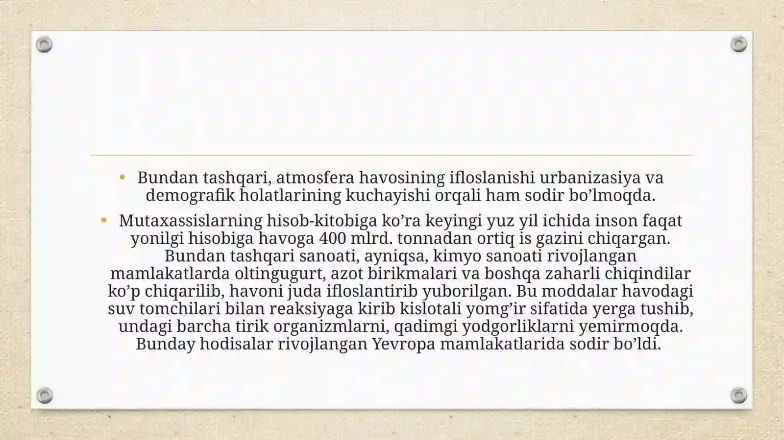 Atmosfera havosi tarkibini inson organizmi uchun ahamiyati 4