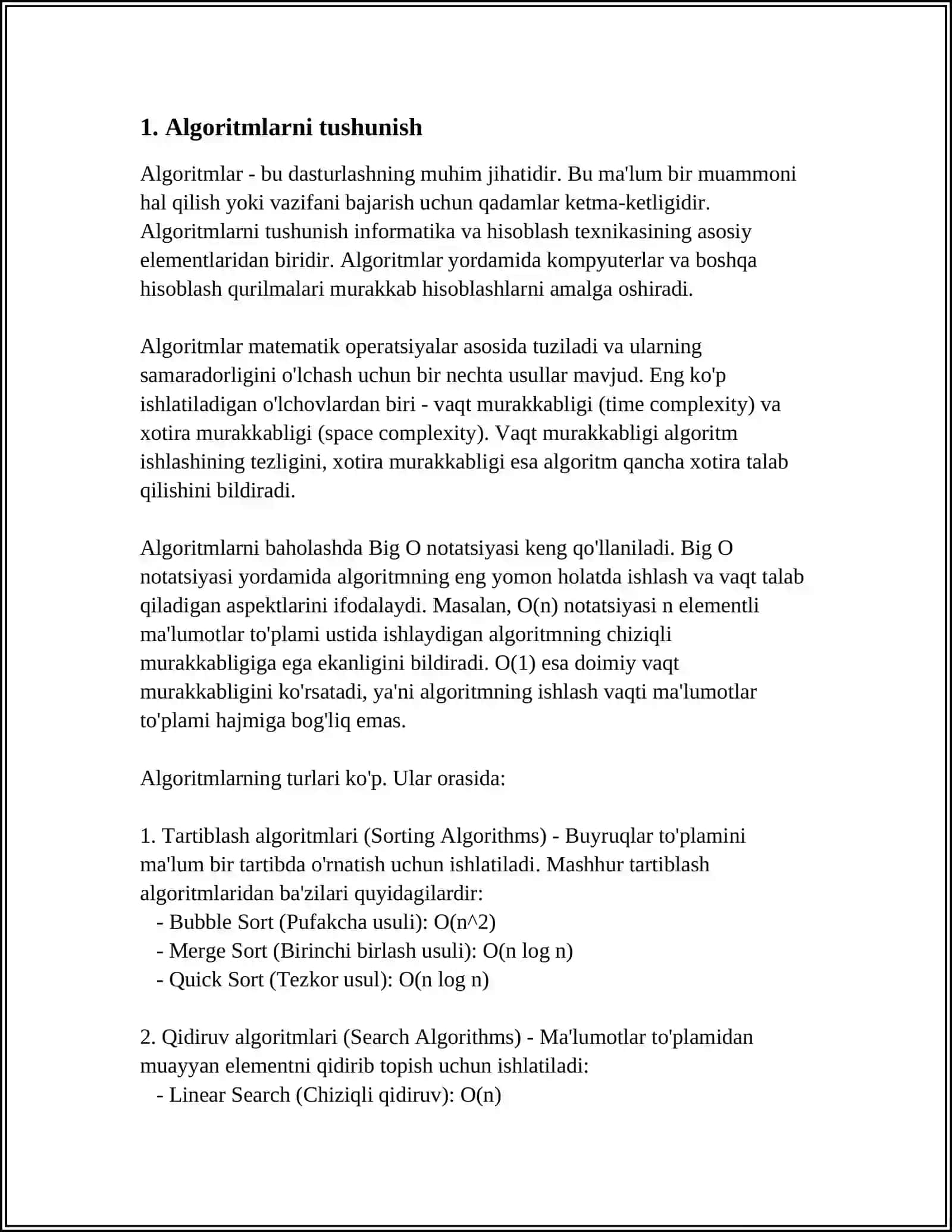 DASTURLASH ASOSLARI. CHIZIQLI JARAYONLARNI DASTURLASH 4