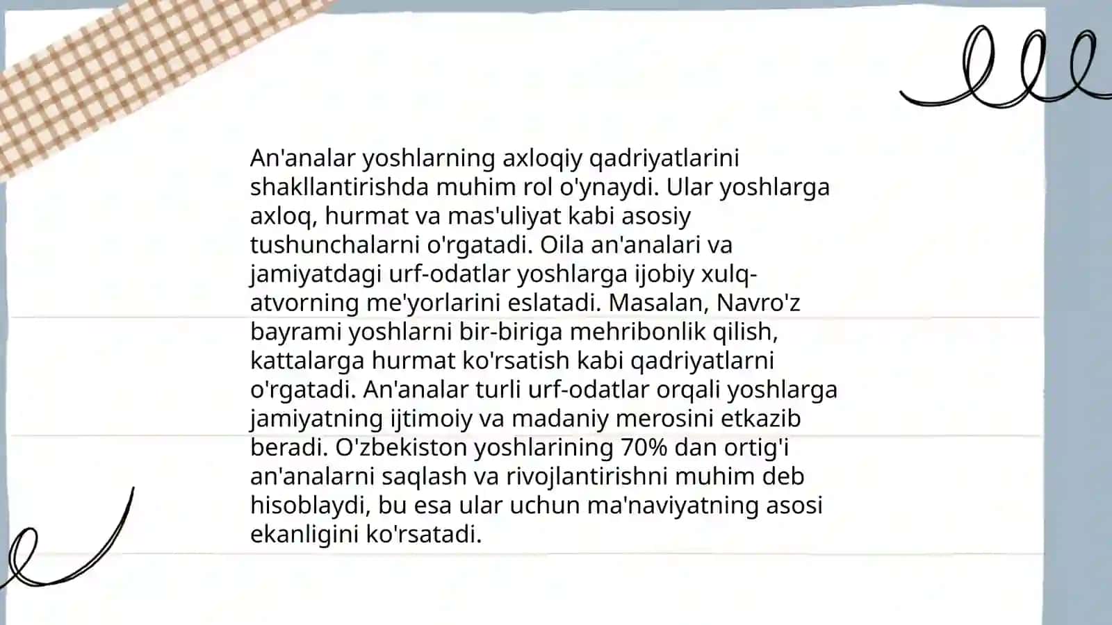 Xalq pedagogikasida milliy urf-odatlar, an'analar, udumlar, bayramlar va marosimlarning tarbiya vositasi sifatidagi o'rni 4