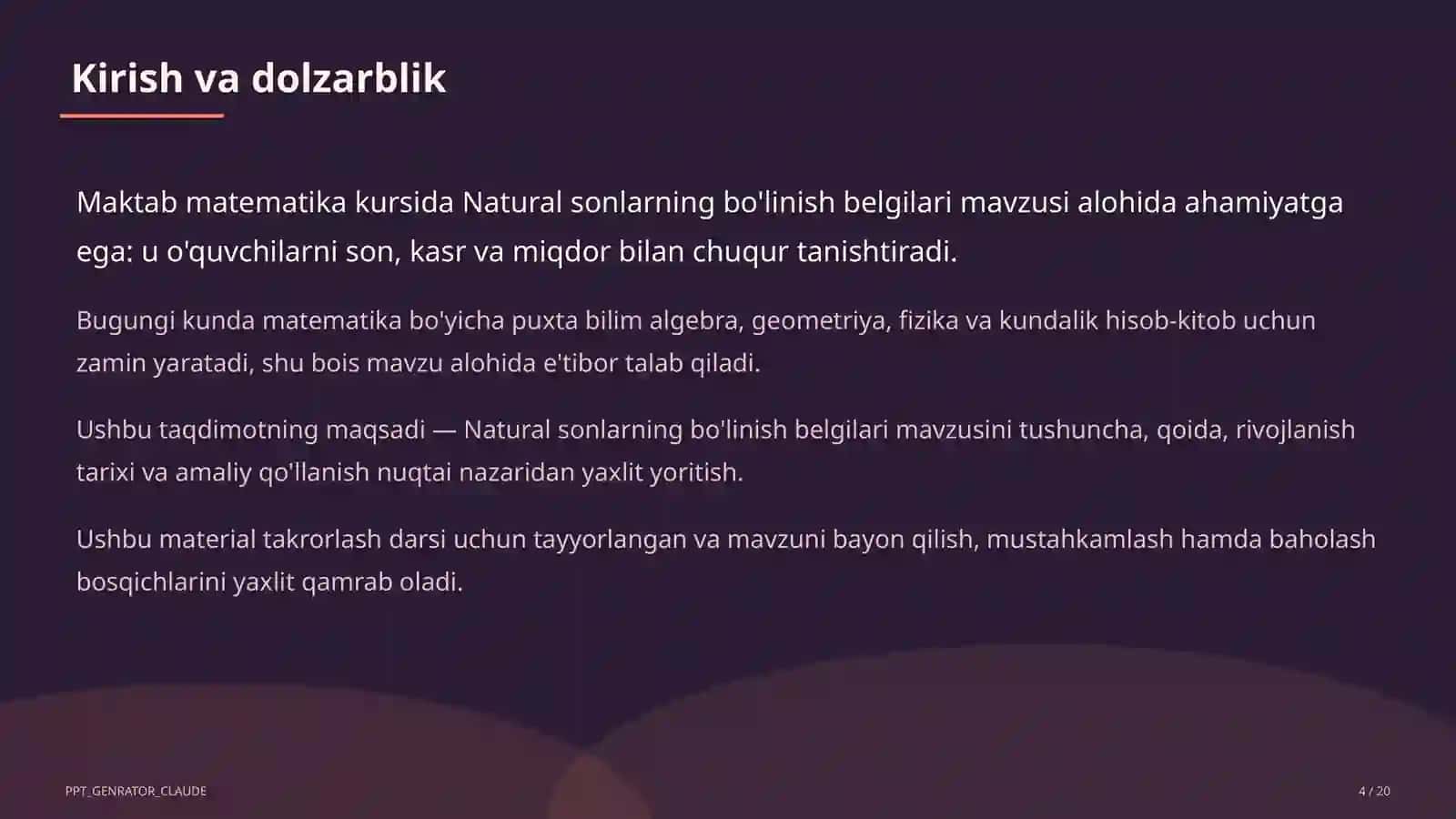 Natural sonlarning bo'linish belgilari (5-sinf) 4