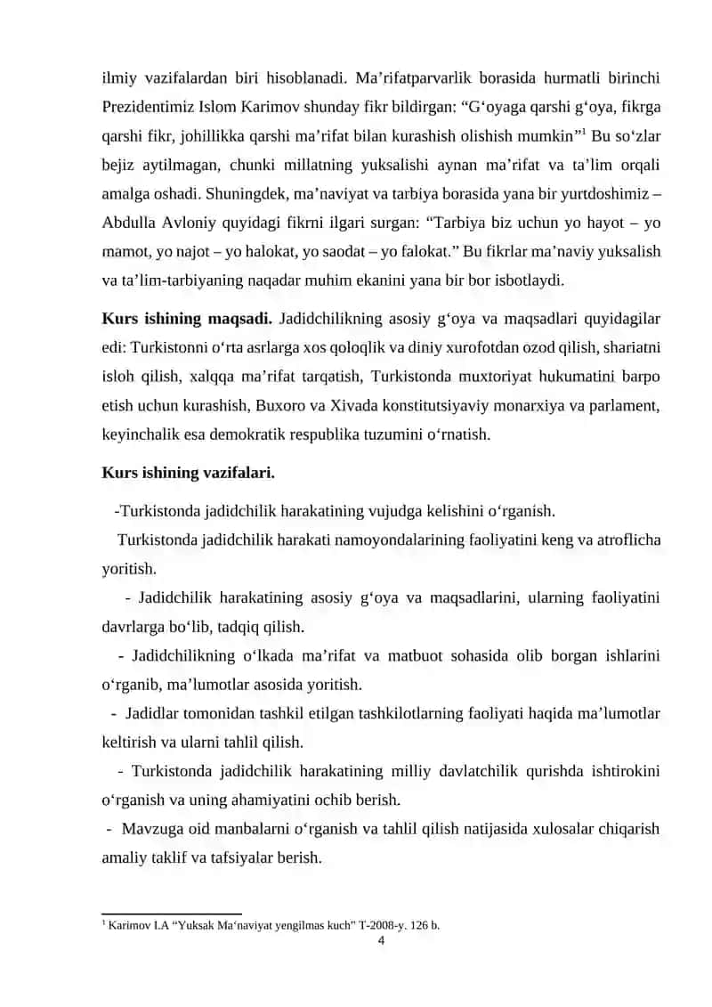 Turkiston o‘lkasida jadidchilik harakati namoyondalari faoliyati (Munavvarqori Abdurashidxonov hayot faoliyati misolida ) 4