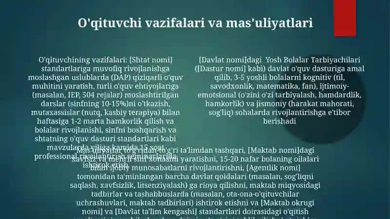 Ilk qadam davlat oquv dasturi asosida maktabgacha talim tashkilotlarida faoliyat markazlarida talim 4