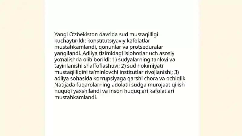 Yangi O‘zbekistonda inson haq-huquqlari va erkinliklari kafolatining yaratilishi 4