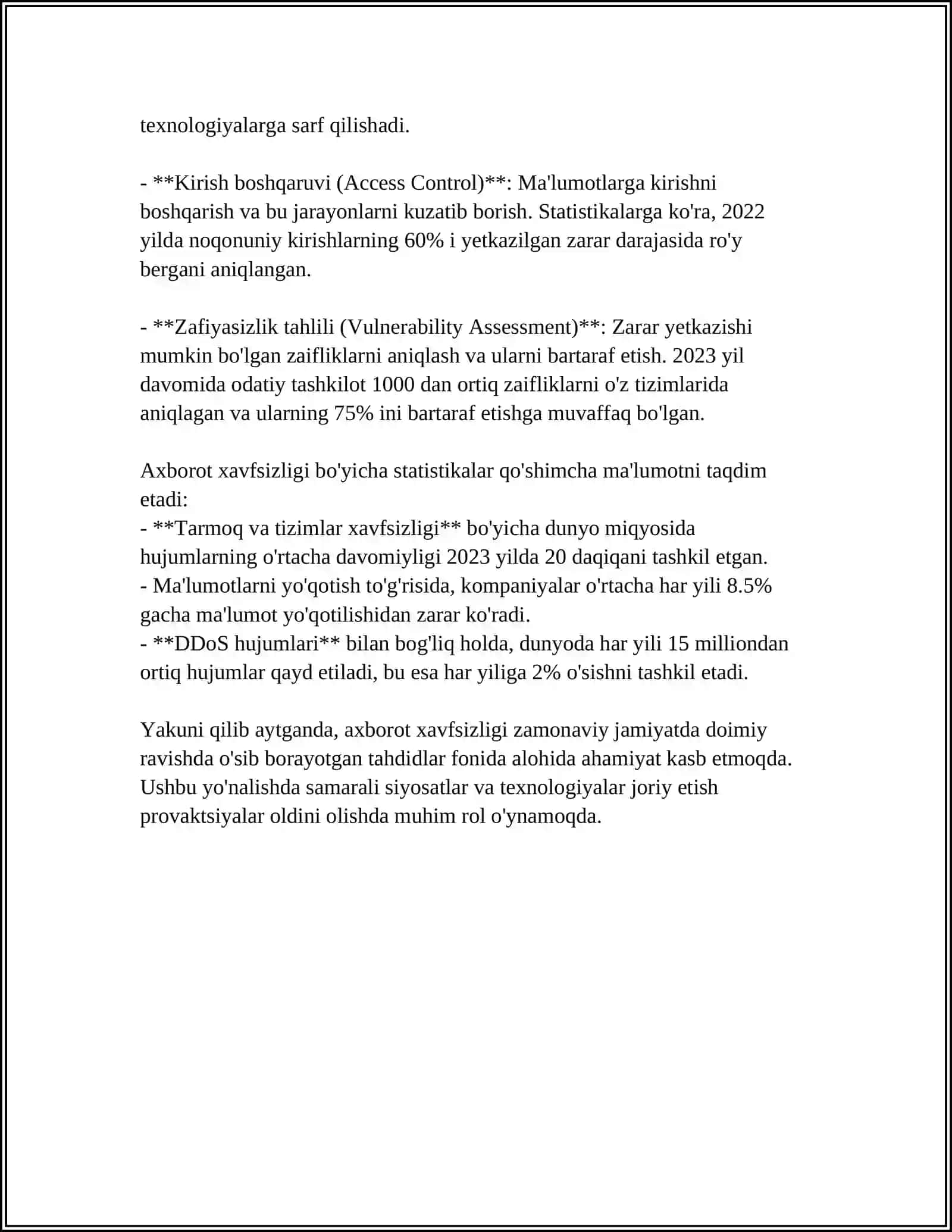 AXBOROT XAVFSIZLIGI. TIBBIY AXBOROTLARNI HIMOYALASH 4