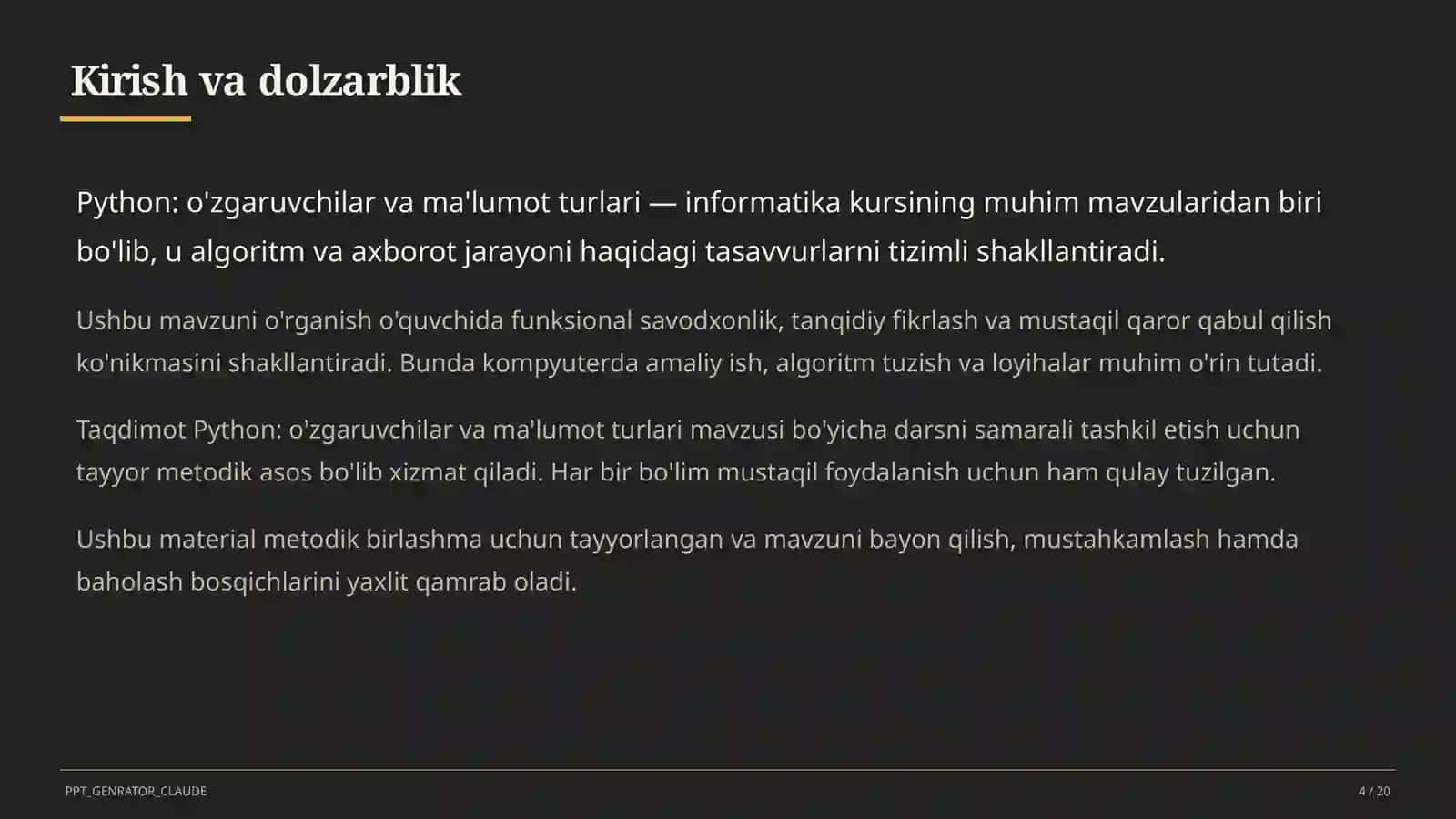 Informatika va axborot texnologiyalari (5–11) — metodik birlashma uchun 4