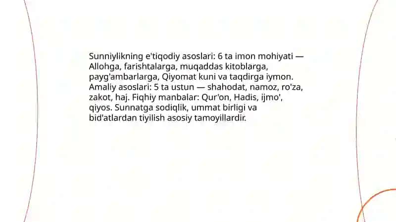 Islom dinida asosiy yo'nalishlar. Sunniylik, Shiyalik, Xorijiylik 4