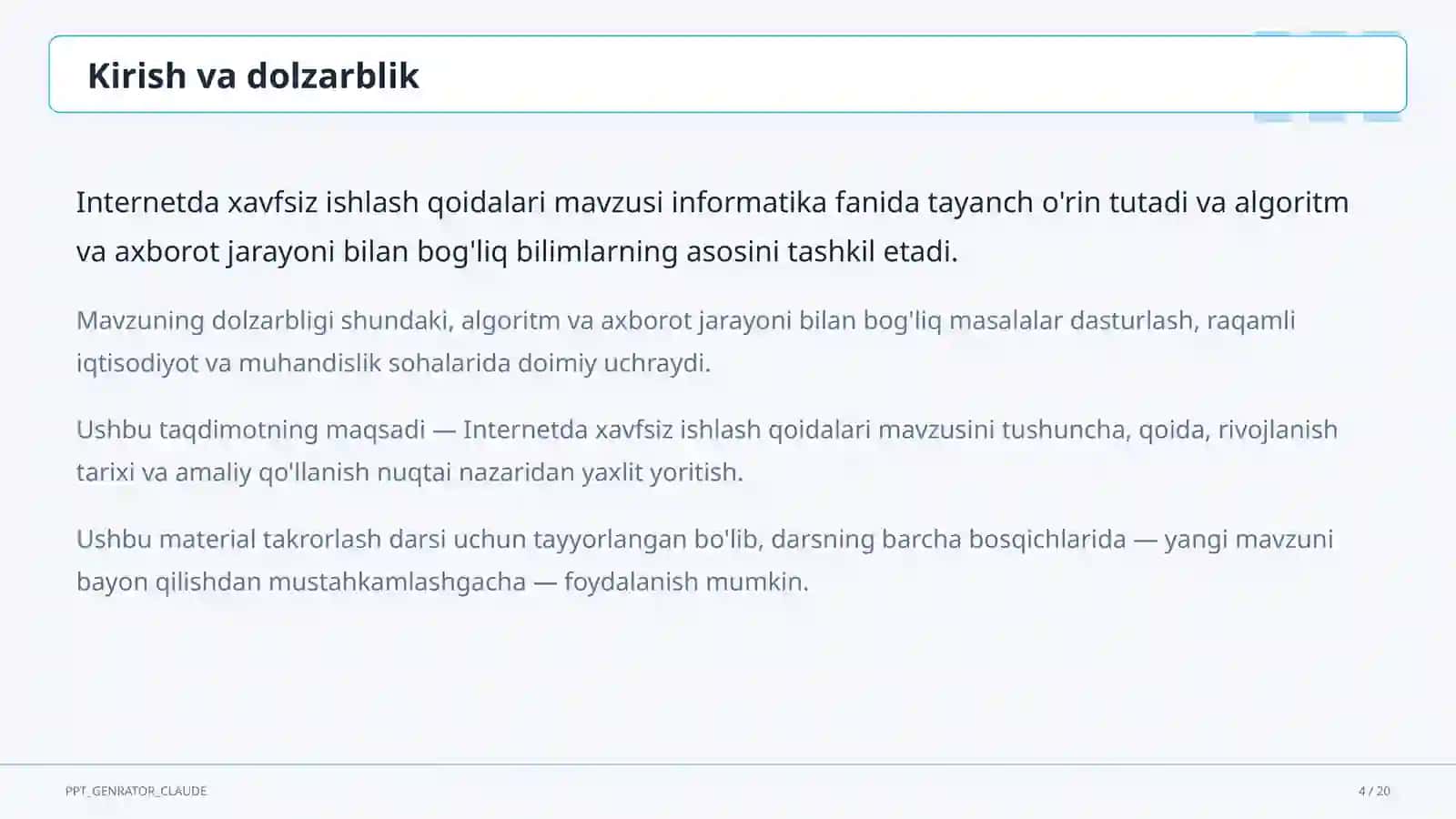 Internetda xavfsiz ishlash qoidalari (5-sinf) 4