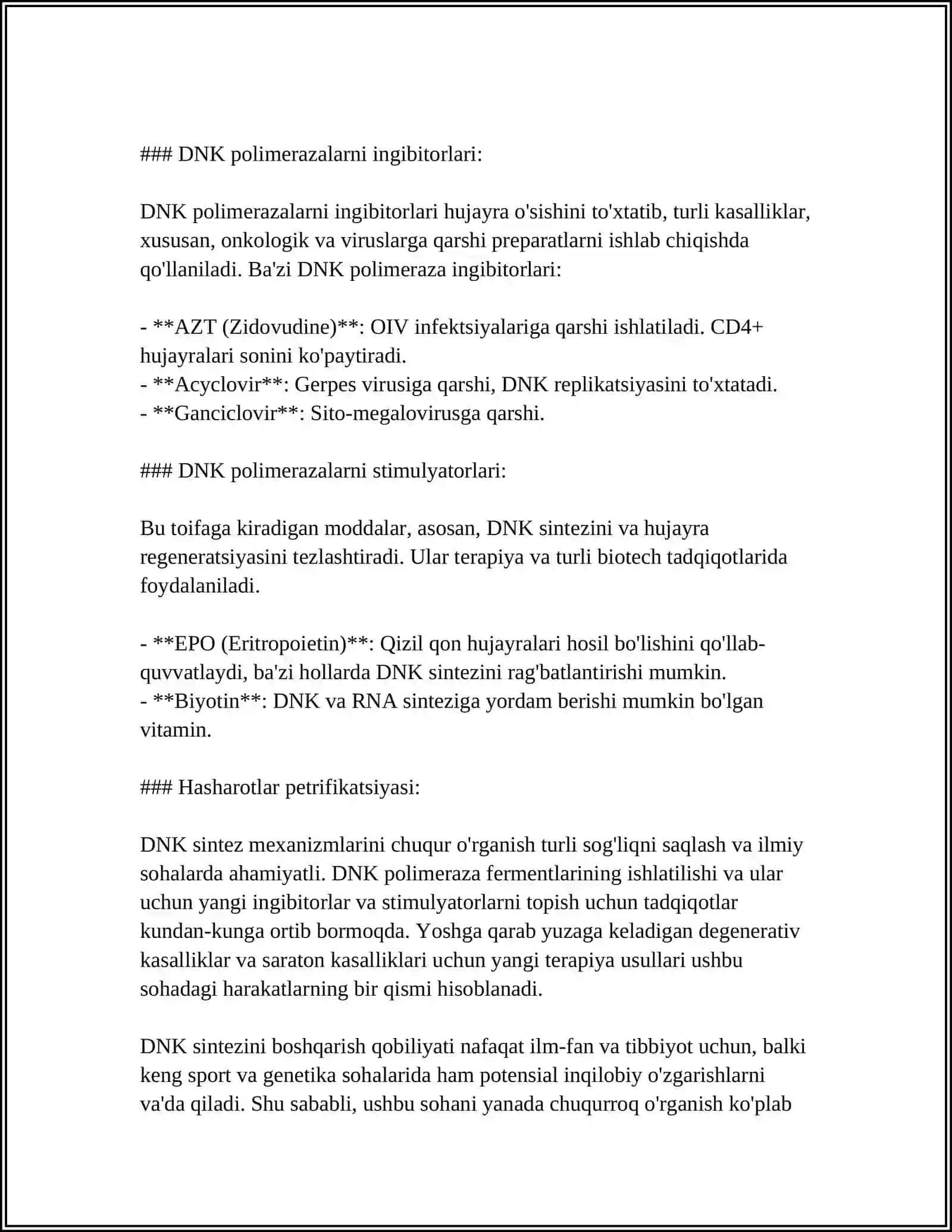 NUKLEIN KISLOTALAR, OQSIL SINTEZINING STIMULYATOR VA INGIBITORLARI 4