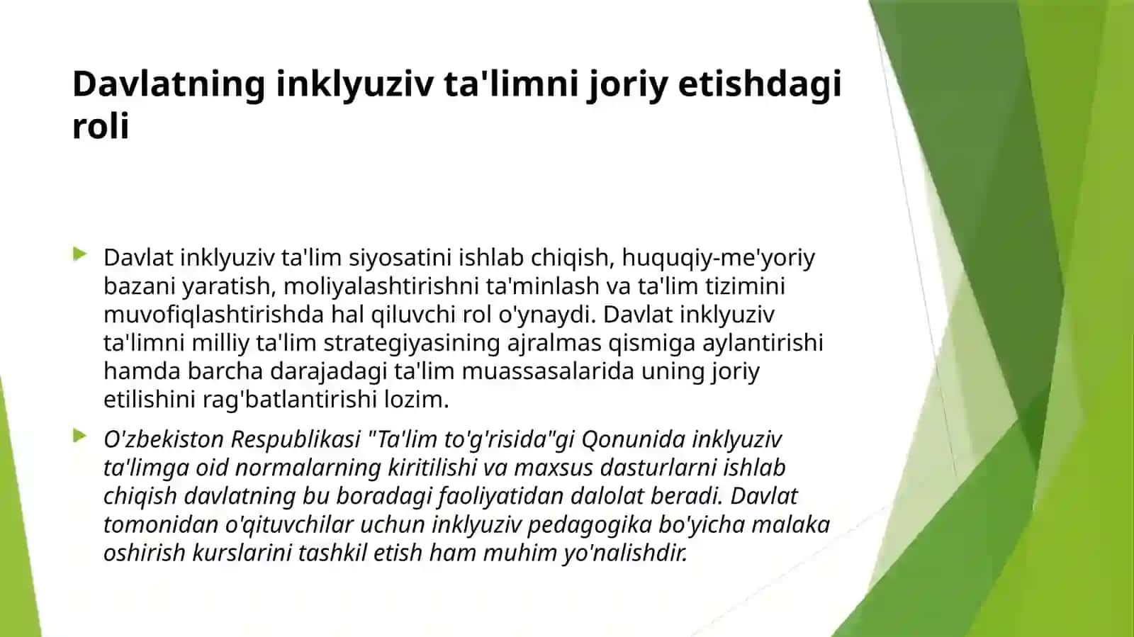Inklyuziv ta’limni joriy etishda Davlat, nodavlat tashkilotlar va xalqaro tashkilotlar UNESCO, UNICEF, Osiyo Taraqqiyot Banki, USAID va boshqalar hamkorliligi 4