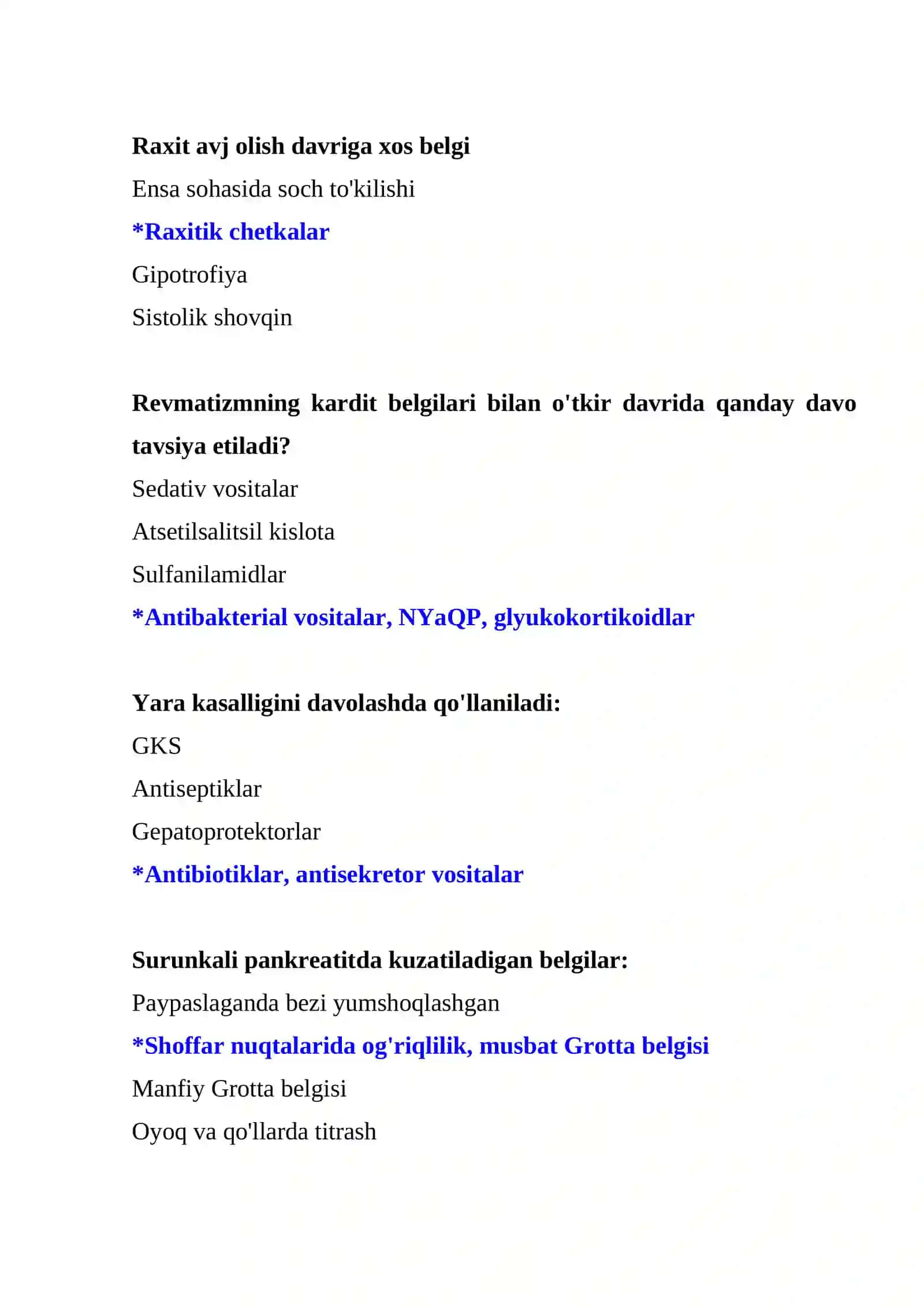 Maktab pediatr shifokori Argos test savol-javoblari 4