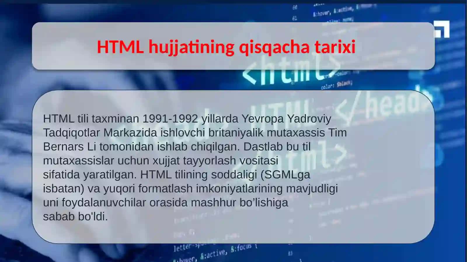 HTML da ishlatiladigan teglar haqida ma’lumot 4