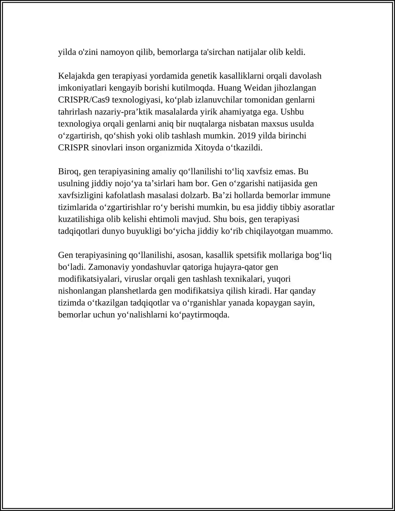 TIBBIYOT, BIOLOGIYA VA FARMATSIYANING AMALIY MASALALARINI OCHIB BERISH 4