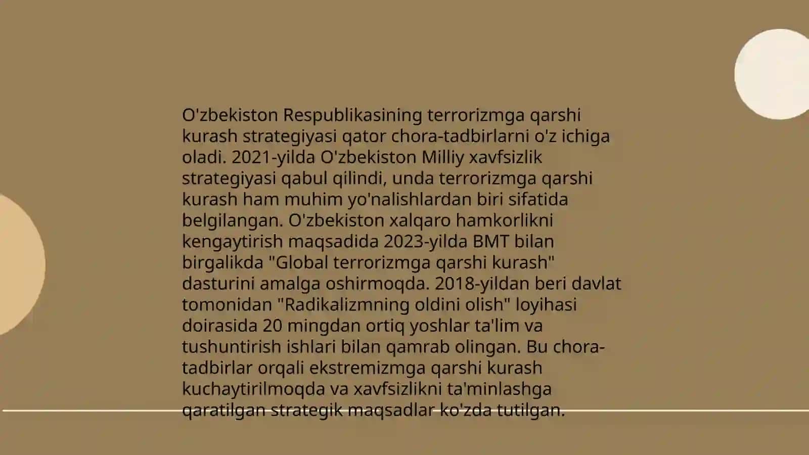 Markaziy Osiyoda xavfsizlik masalalari, terrorizm,giyohvandlik va odam savdosiga qarshi kurashda Oʻzbekiston respublikasining roli 4