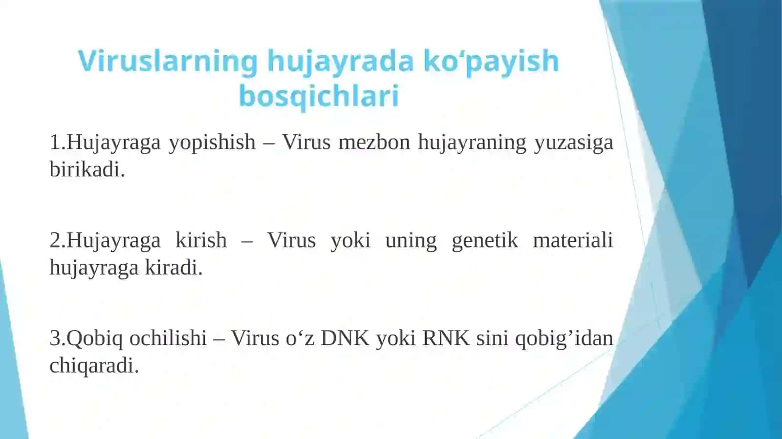 Viruslarga va o'smalarga qarshi dori vositalarni ta'sirmexanizm 4