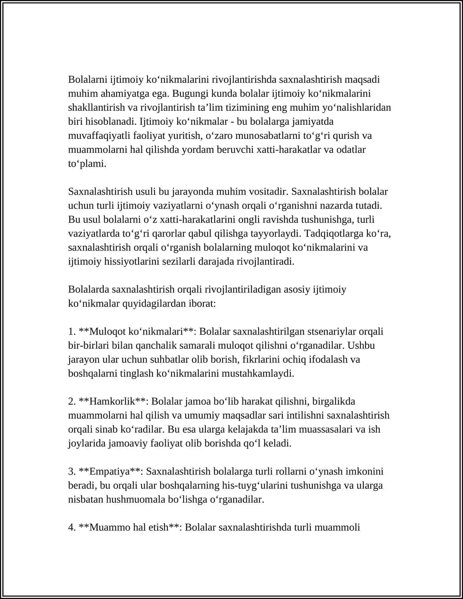 MAKTABGACHA TAʼLIM TASHKILOTLARIDA SAXNALASHTIRISH FAOLIYATINING ASOSIY MAQSADI 4