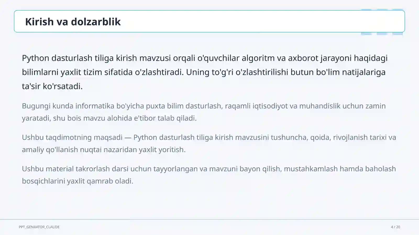 Python dasturlash tiliga kirish (8-sinf) 4