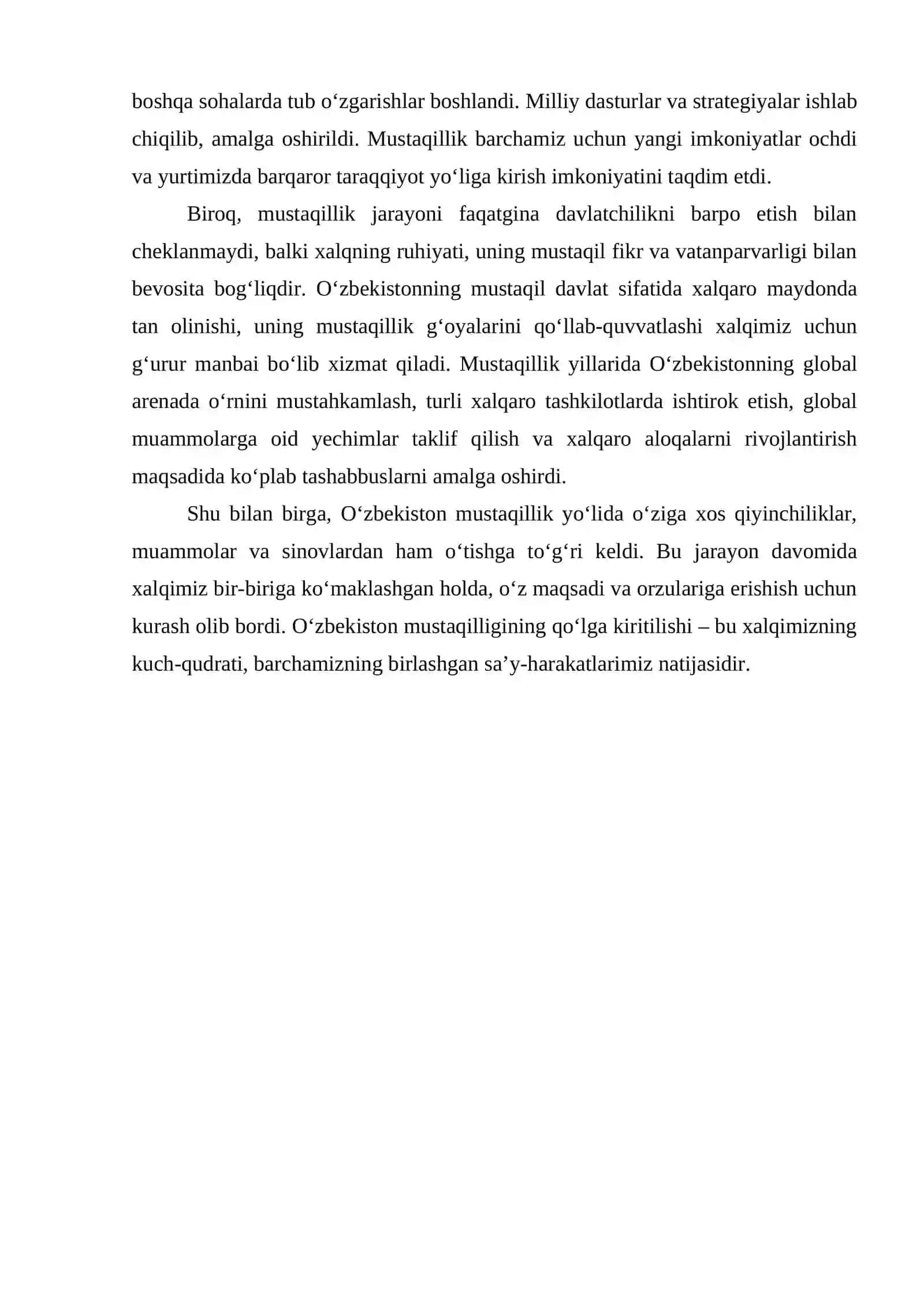 O‘ZBEKISTON RESPUBLIKASI MUSTAQILLIGINING QO‘LGA KIRITILISHI 11- SINF 4