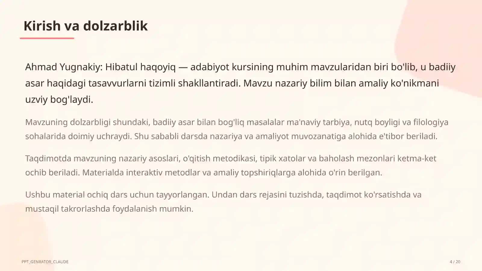 Ahmad Yugnakiy: Hibatul haqoyiq (7-sinf) 4