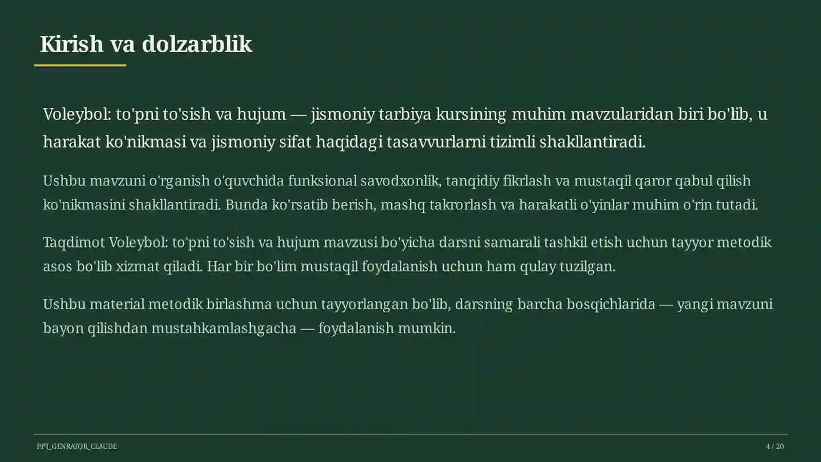 Voleybol: to'pni to'sish va hujum (7-sinf) 4