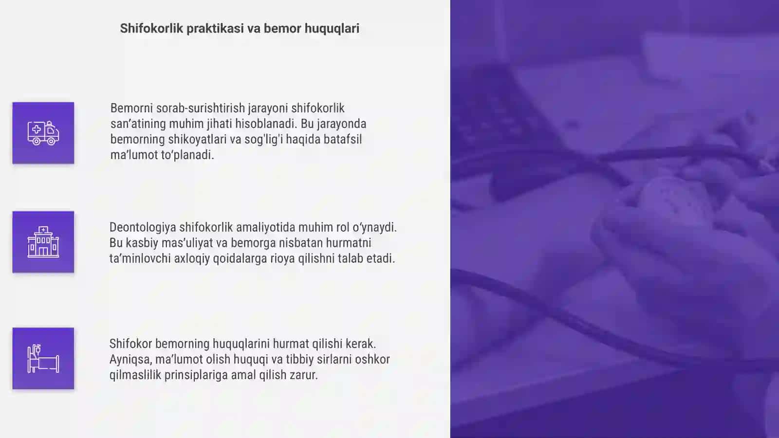 Bemorni sorab surishtirish va shifokor amaliyotida deontologiya asoslari 4