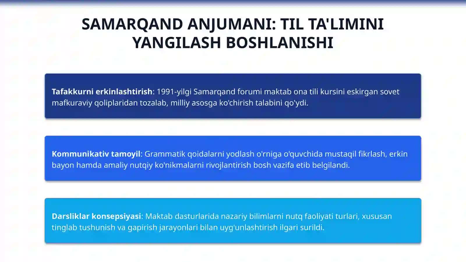 "O'zbek tili doimiy anjumani" (OʻTDA) materiallari asosida ona tilini oʻqitish metodikasi taraqqiyotiga oid taqdimot 4
