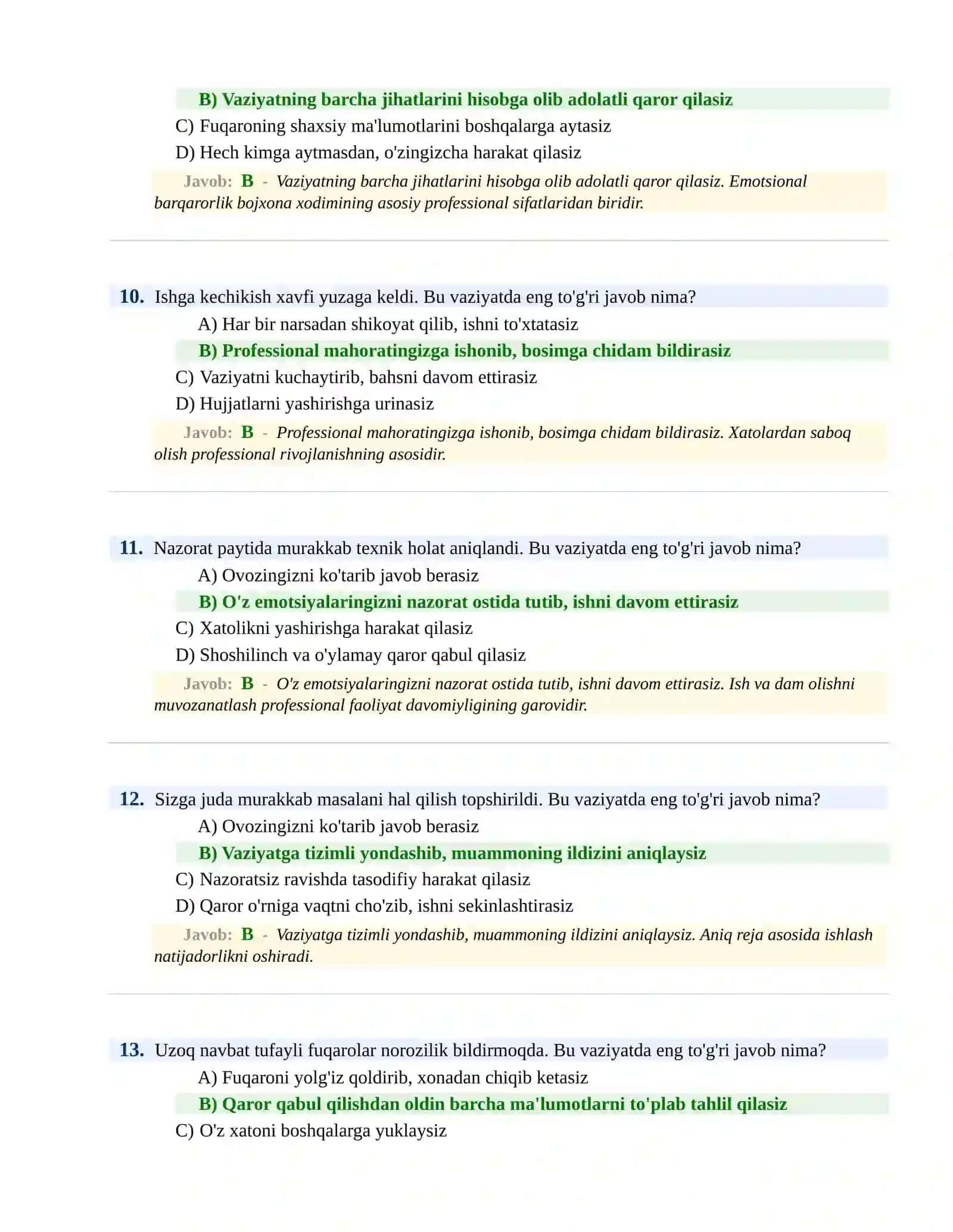 BOJXONA XIZMATIGA ISHGA KIRISH PSIXOLOGIK SINOV Testlari 4