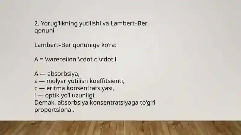 Spektrofotometriya asoslari va uning tibbiy-biologik tahdillar 4