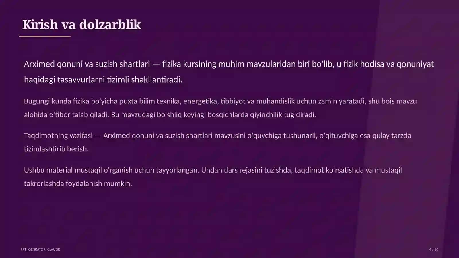 Arximed qonuni va suzish shartlari (7-sinf) 4