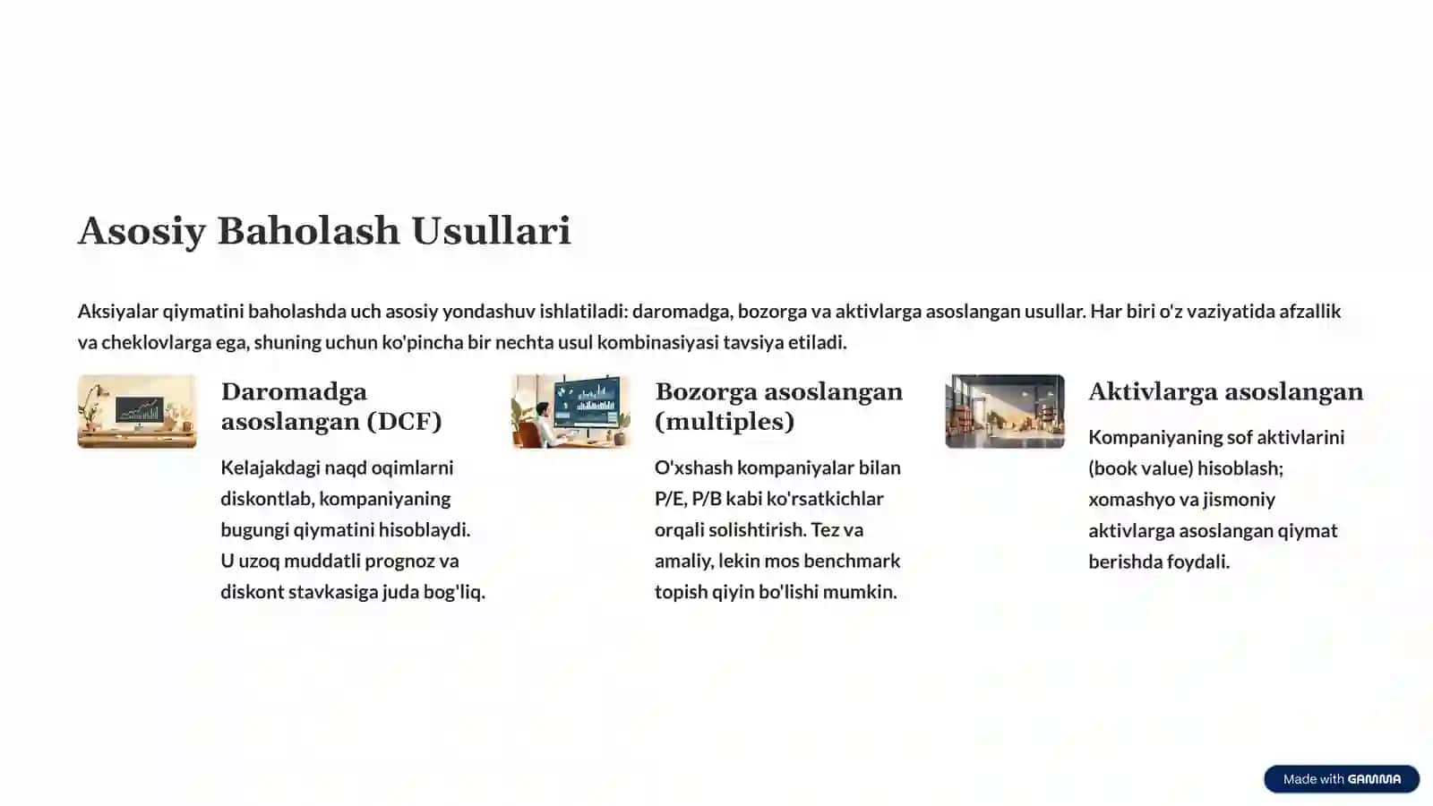 O'zbekistonda Aksiyalar va Qimmatli Qog'ozlarning Bozor Qiymatini Baholash 4