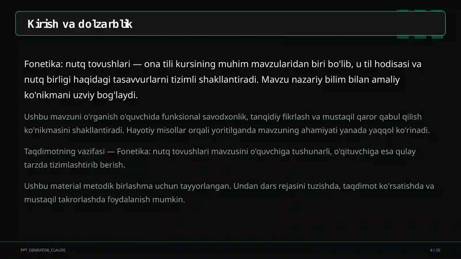 Fonetika: nutq tovushlari (5-sinf) 4