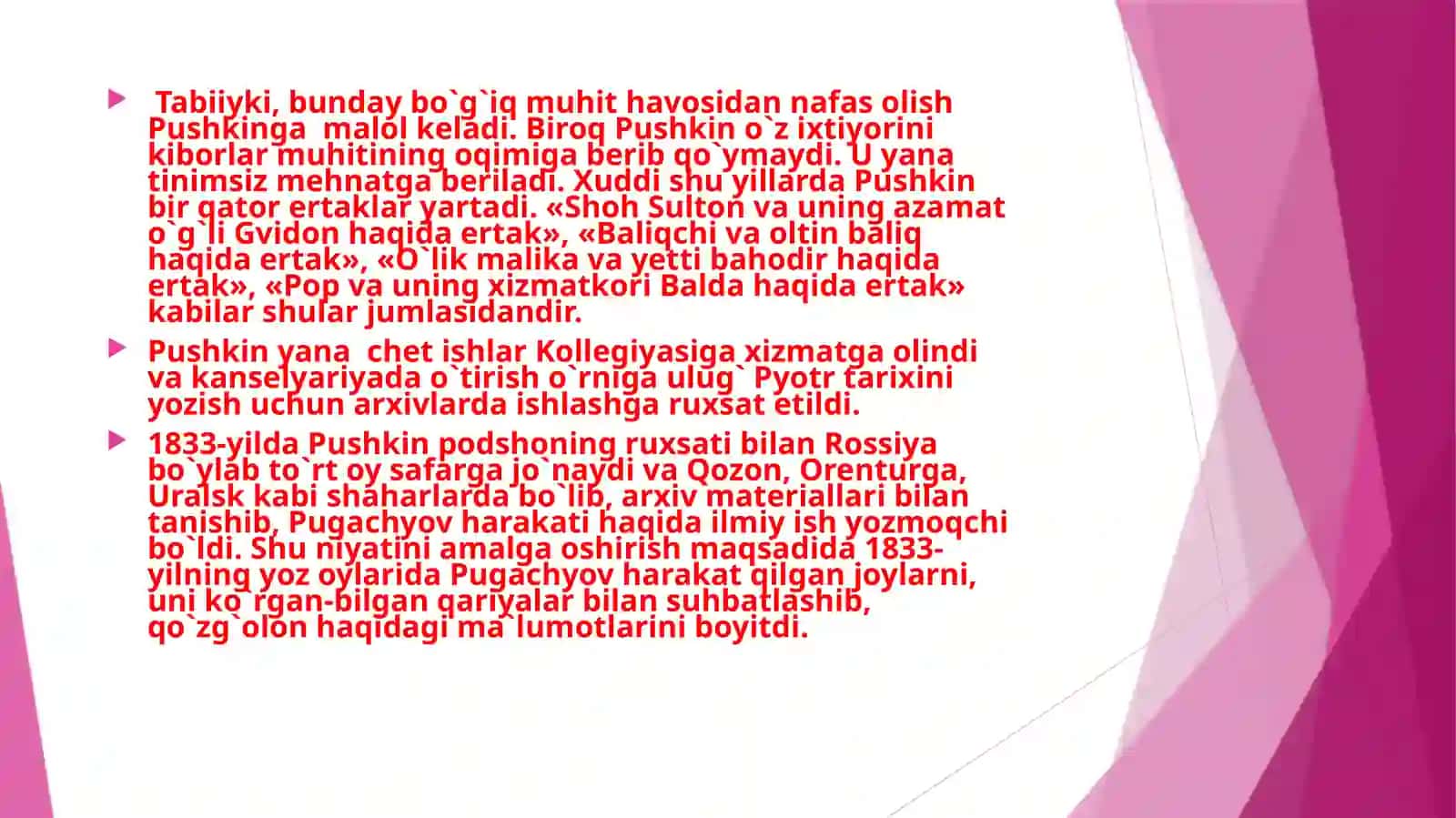A.S.Pushkinning bolalar adabiyotida tutgan o’rni 4