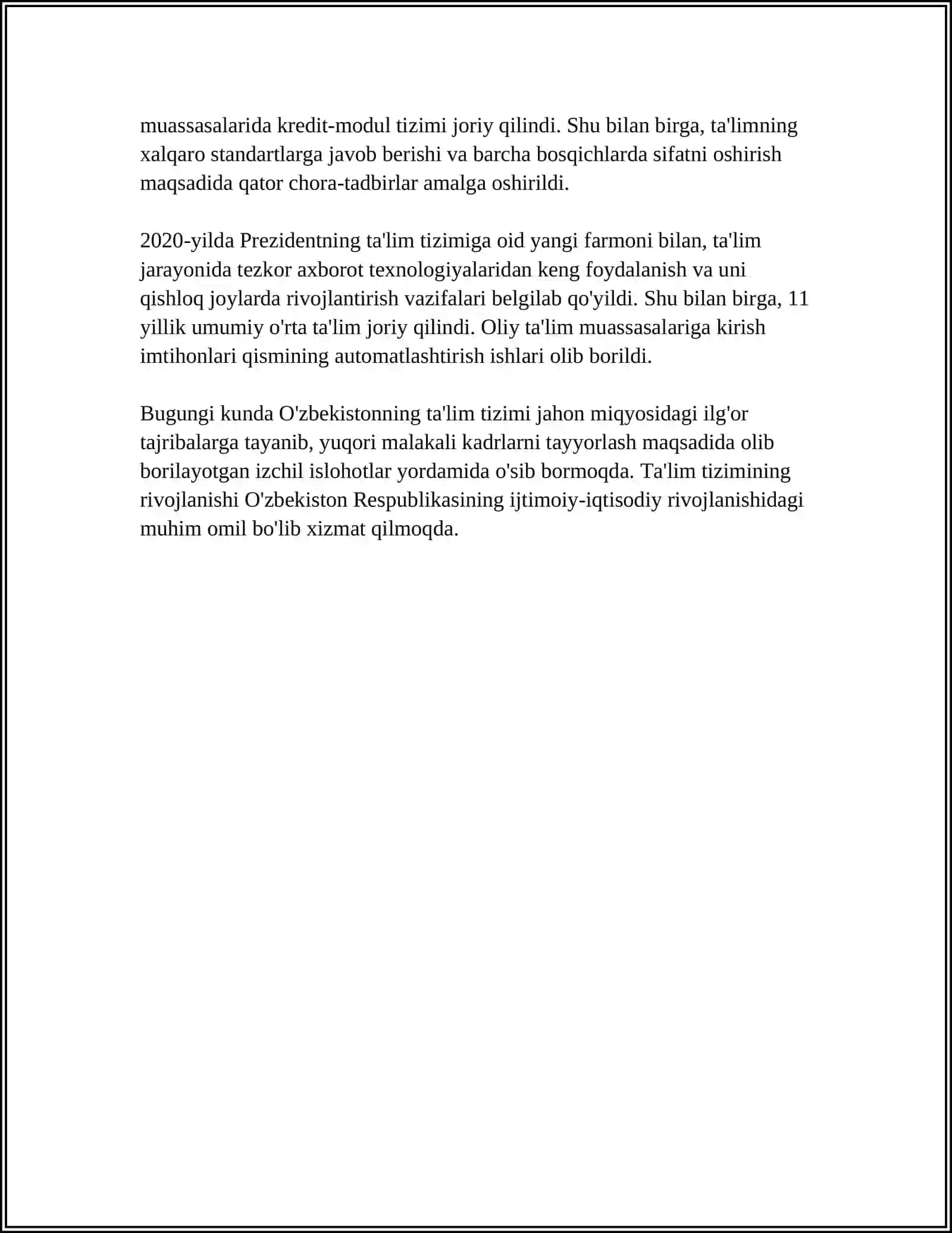 O'ZBEKISTON RESPUBLIKASINING TA'LIM TIZMI 4
