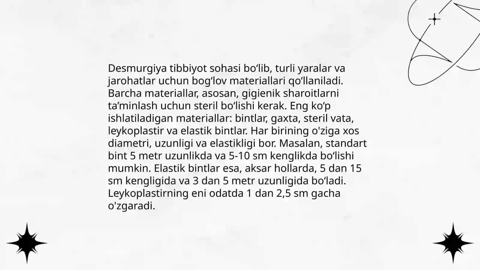 Desmurgiya. bogʼlam turlari.zamonaviy jarohat qoplamalari 4