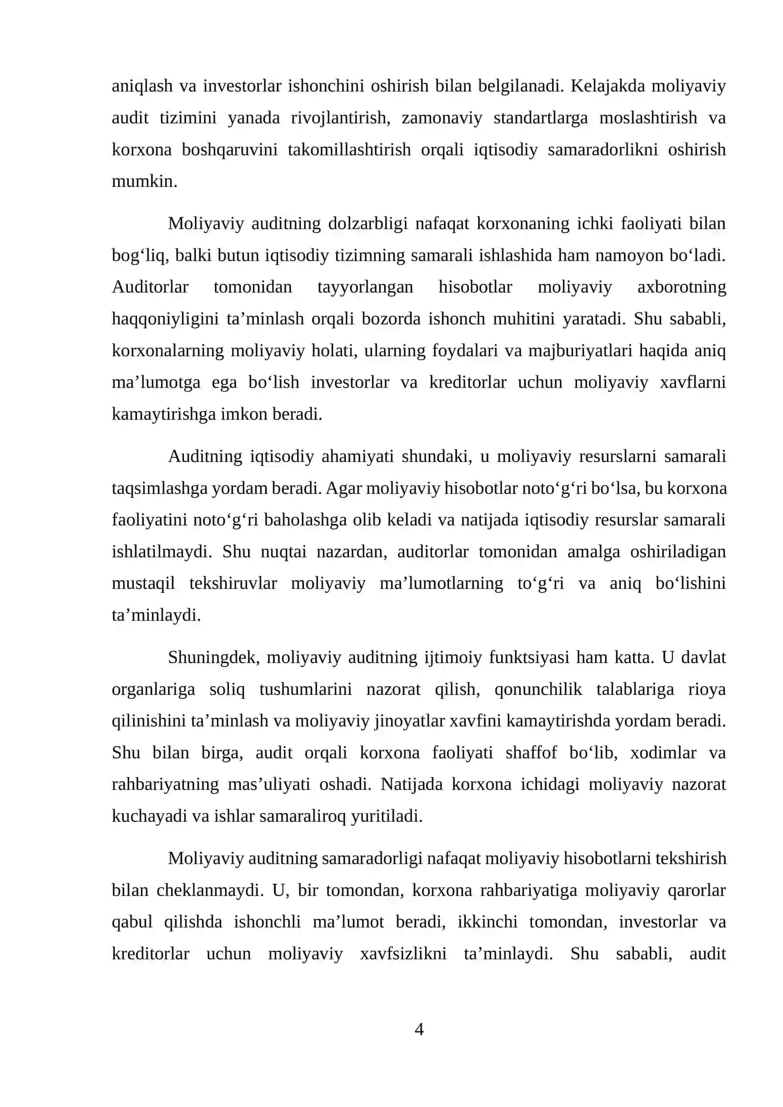 MOLIYAVIY HISOBOT AUDITINING ZARURIYATI, VAZIFALARI VA SAMARADORLIGI 4