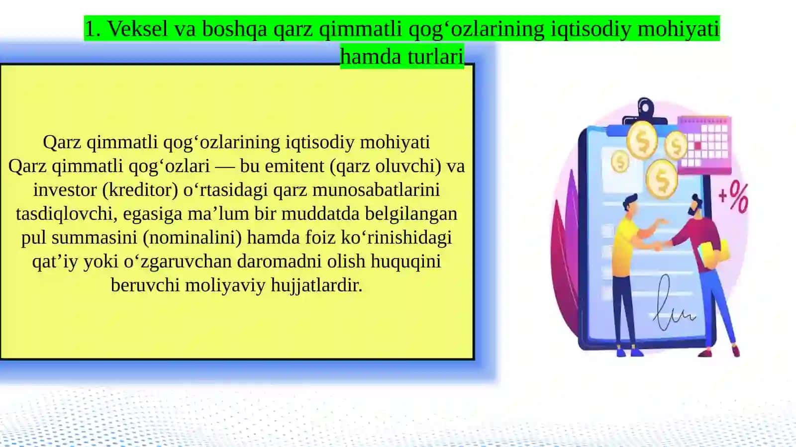Veksel va boshqa qarz qimmatli qog‘ozlari bilan bog‘liq operatsiyalar hisobi 4