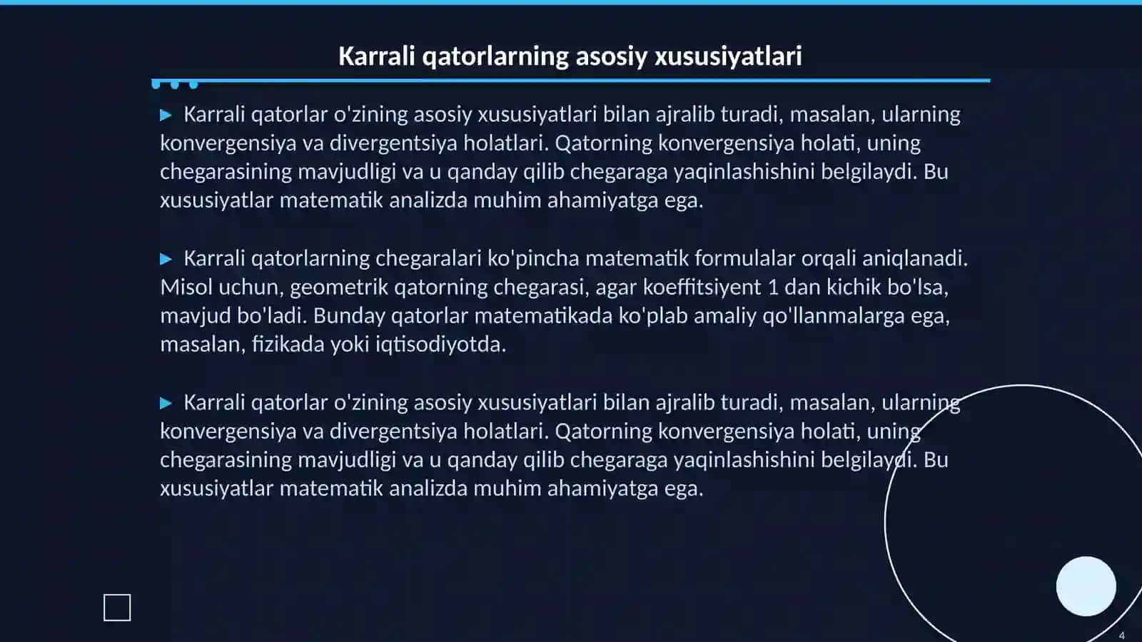 Karrali qatorlar va ularning yaqinlashishi tushunchasi 4