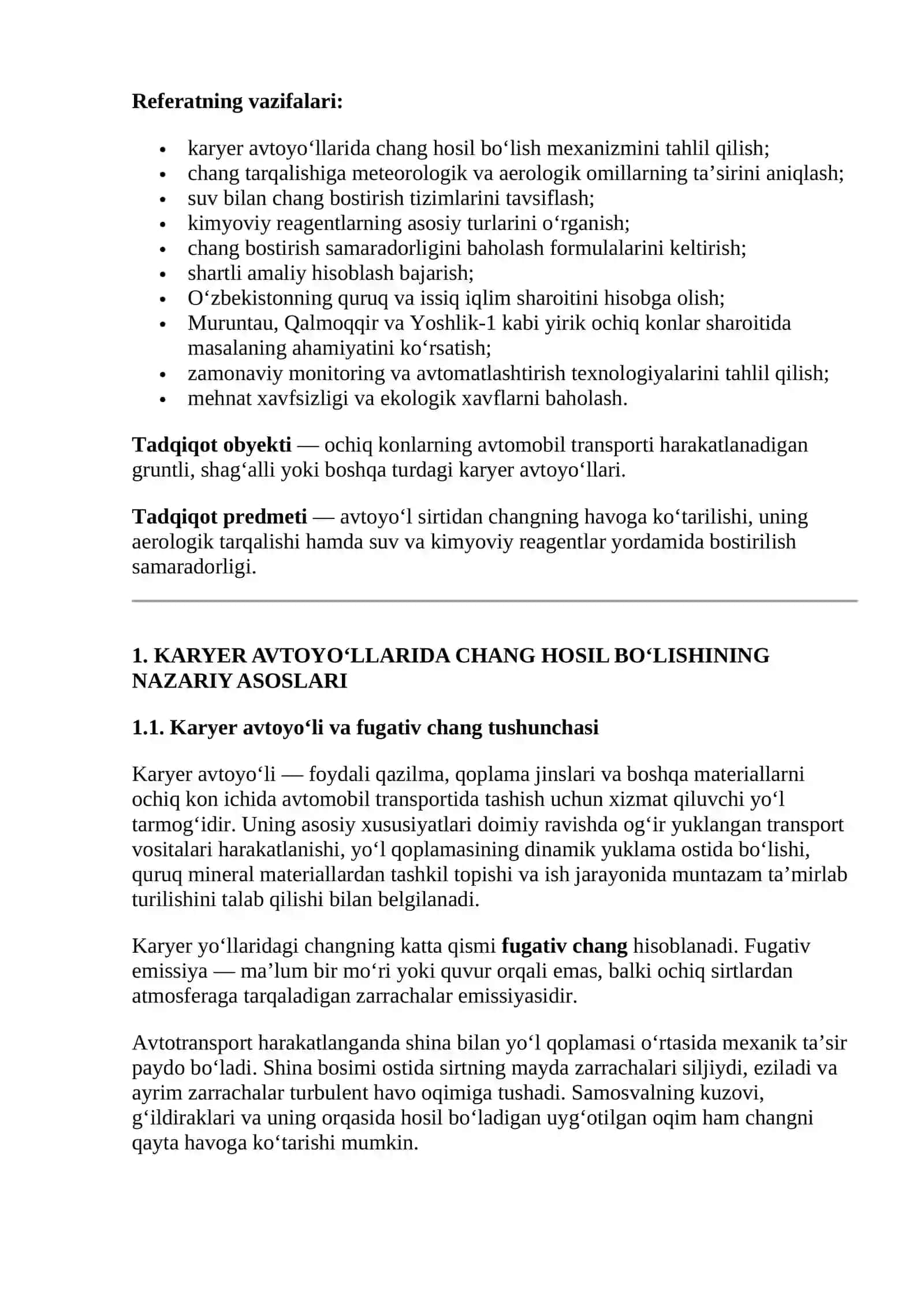 Karyer avtoyo‘llarida chang bosish tizimlari va kimyoviy reagentlardan foydalanish samaradorligi 4