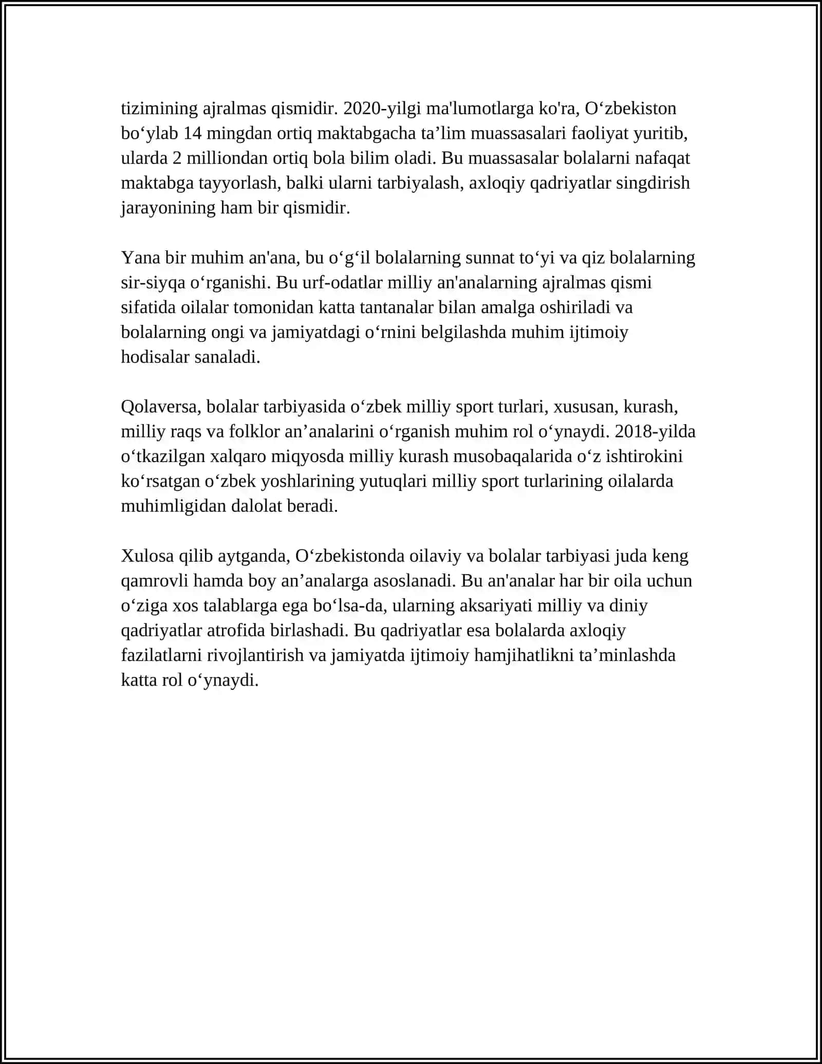 Oila va bolalar tarbiyasida an'analar 4