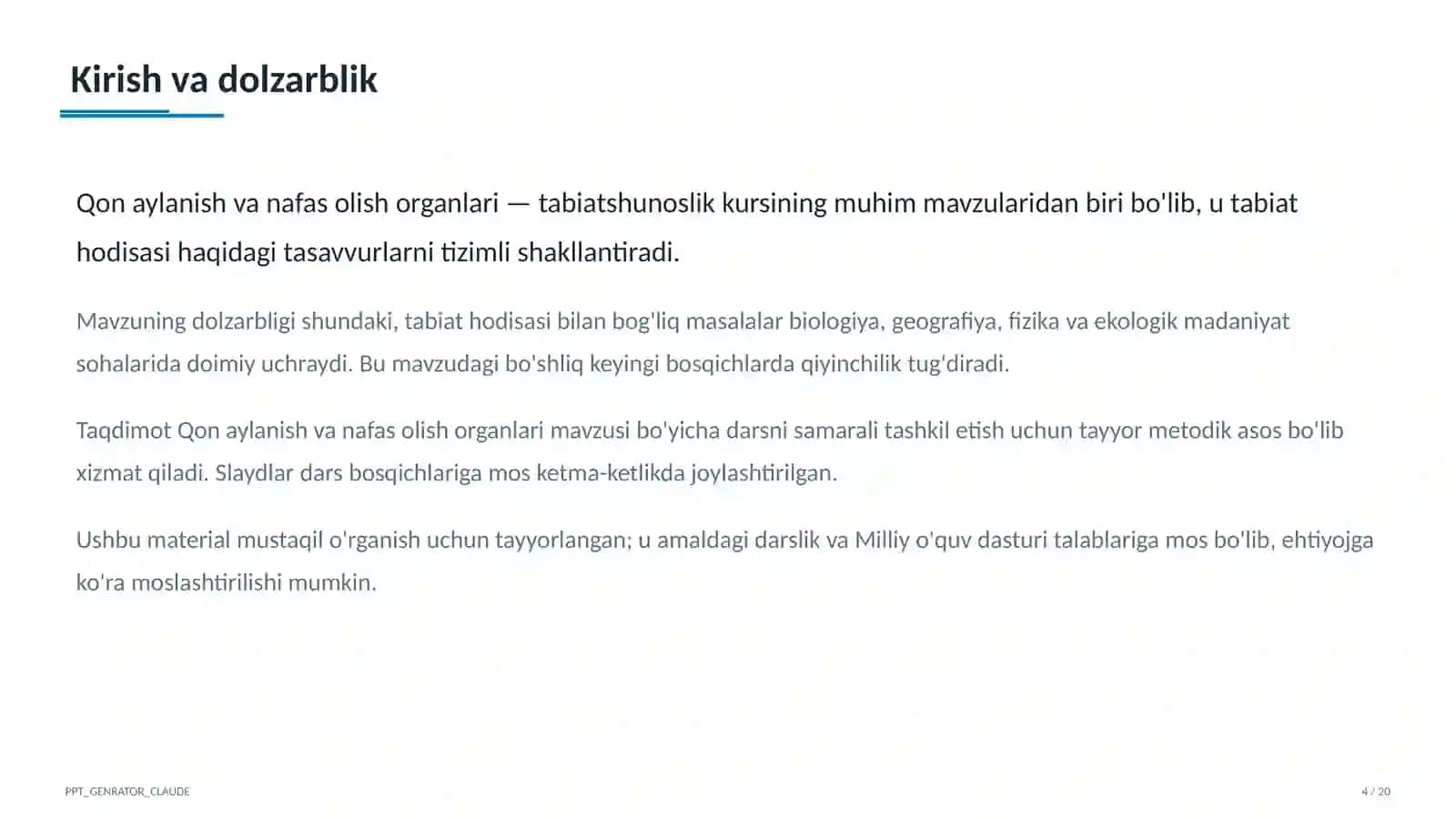 Qon aylanish va nafas olish organlari (4-sinf) 4