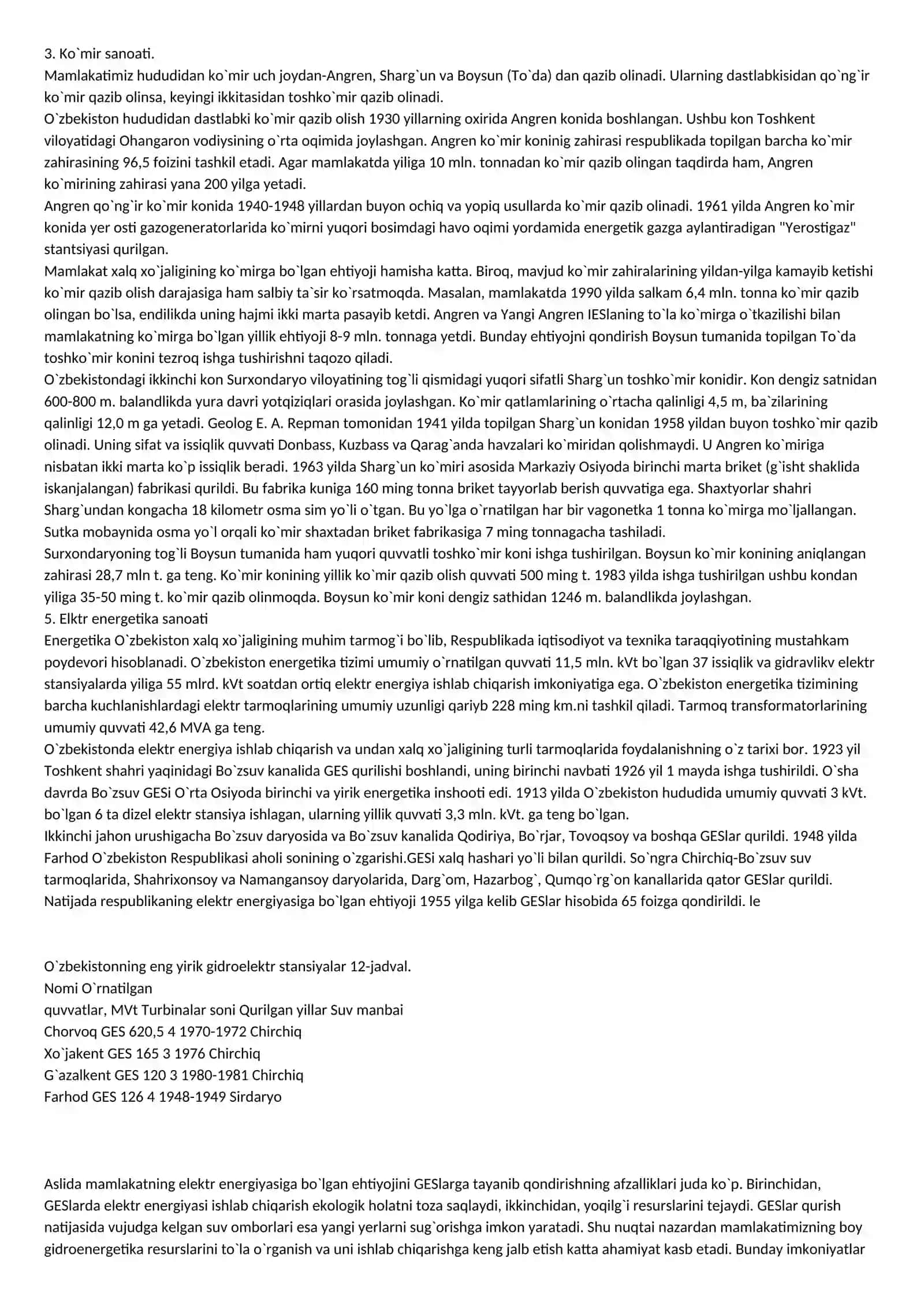 O`zbekiston respublikasi sanoati va uning tarmoqlari. yoqilg`i-energetika sanoati 4