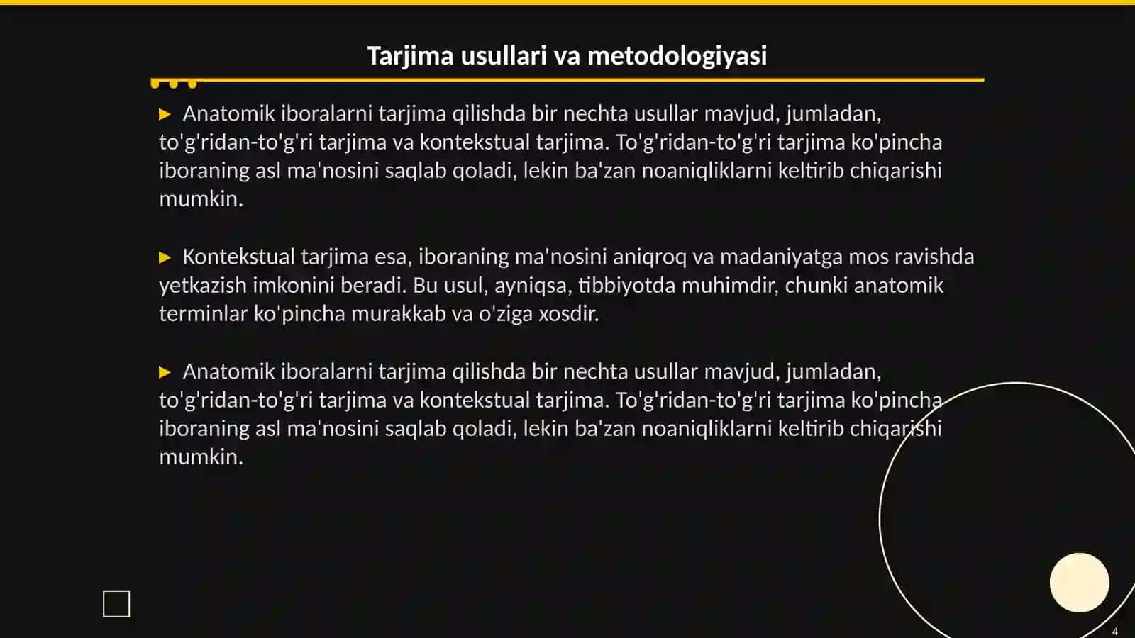 Anatomik iboralarning tarjimasi 4