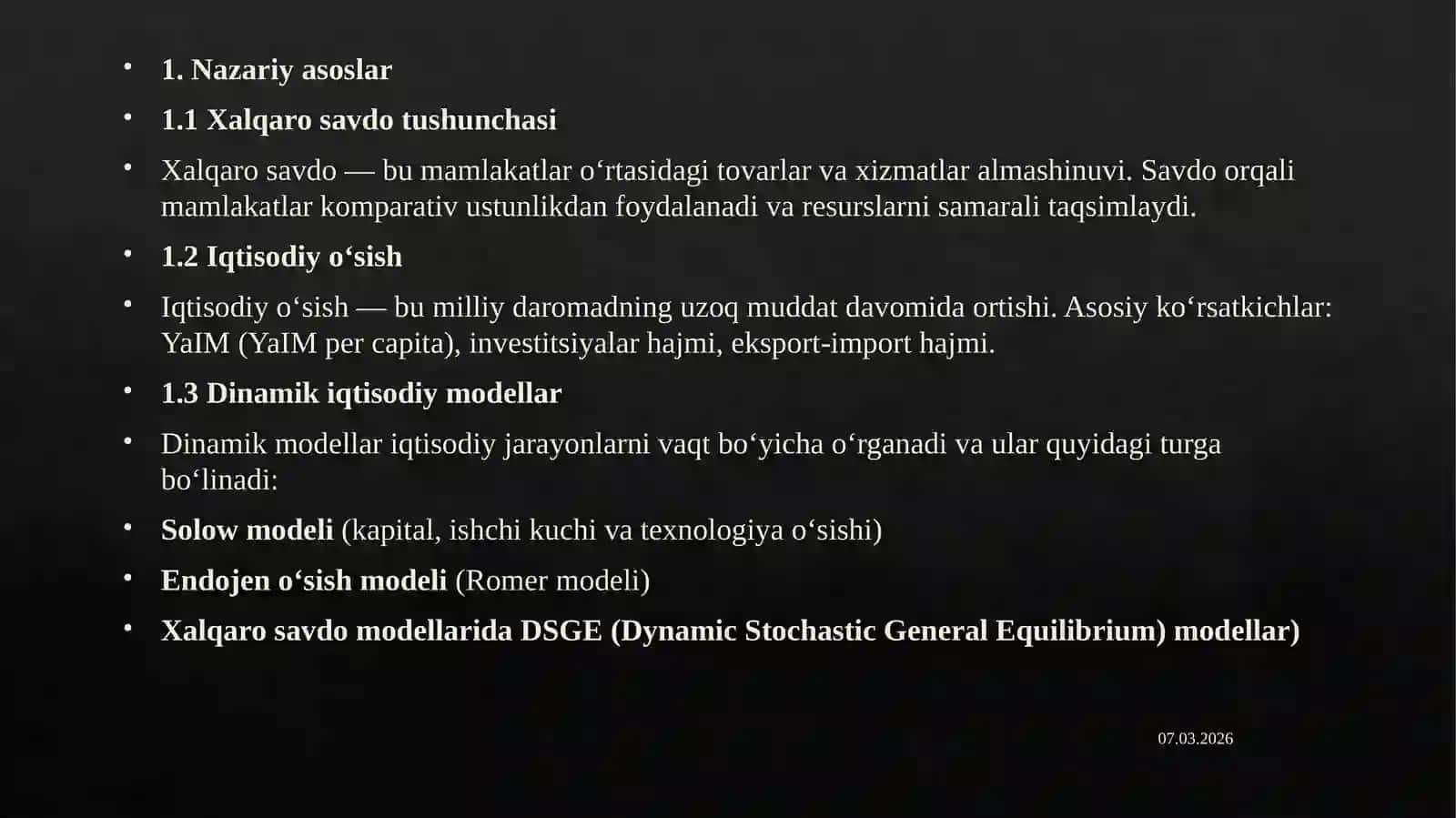 Xalqaro savdo va sanoat modellari 4