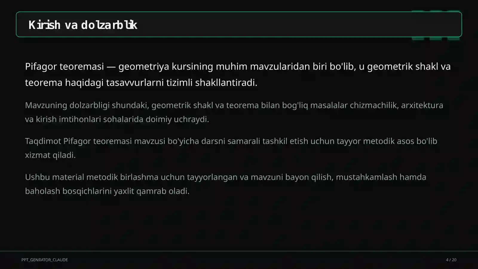 Pifagor teoremasi (8-sinf) 4