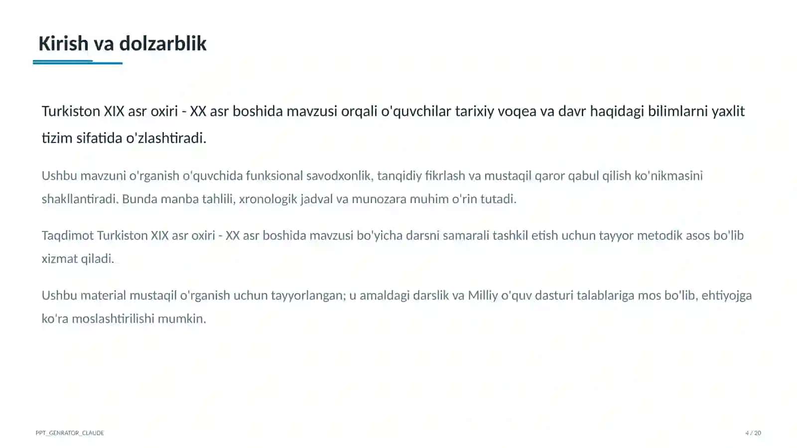 Turkiston XIX asr oxiri - XX asr boshida (9-sinf) 4