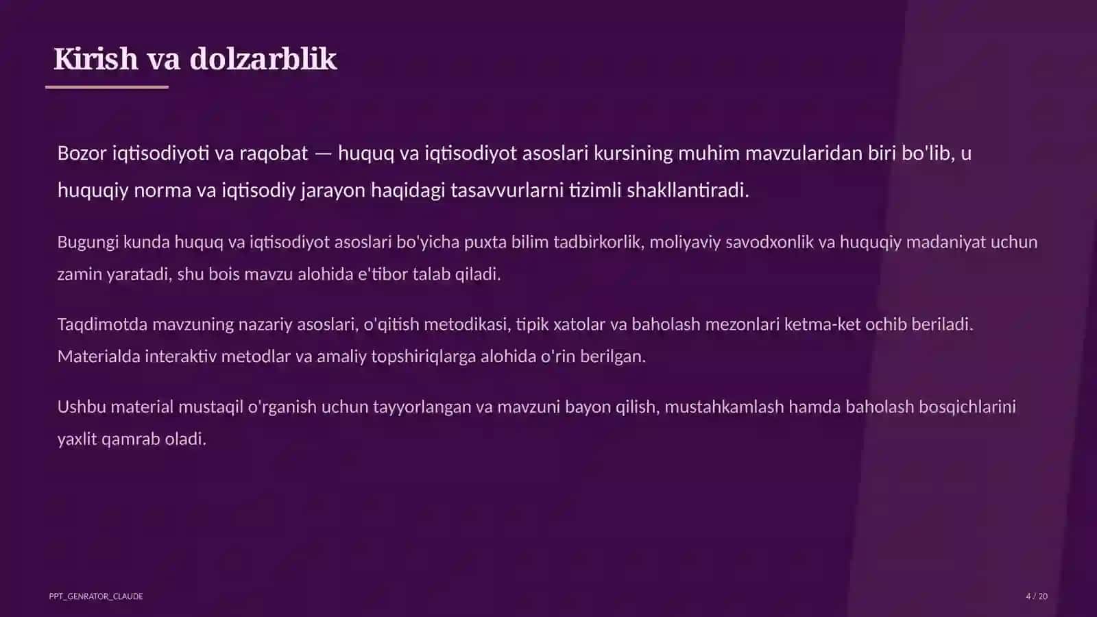 Bozor iqtisodiyoti va raqobat (10-sinf) 4