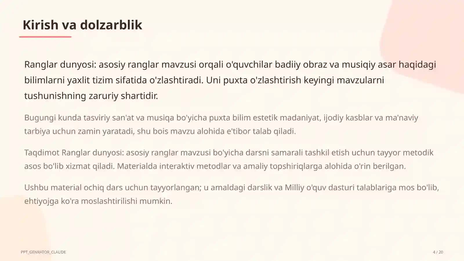 Ranglar dunyosi: asosiy ranglar (1-sinf) 4