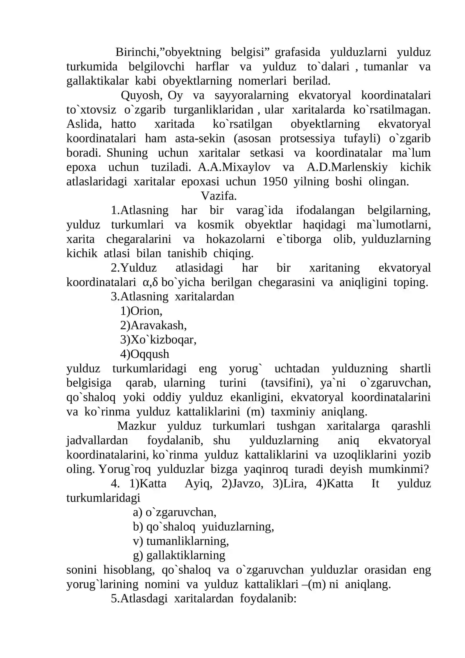 YULDUZLARNING KICHIK ATLASLARI 4