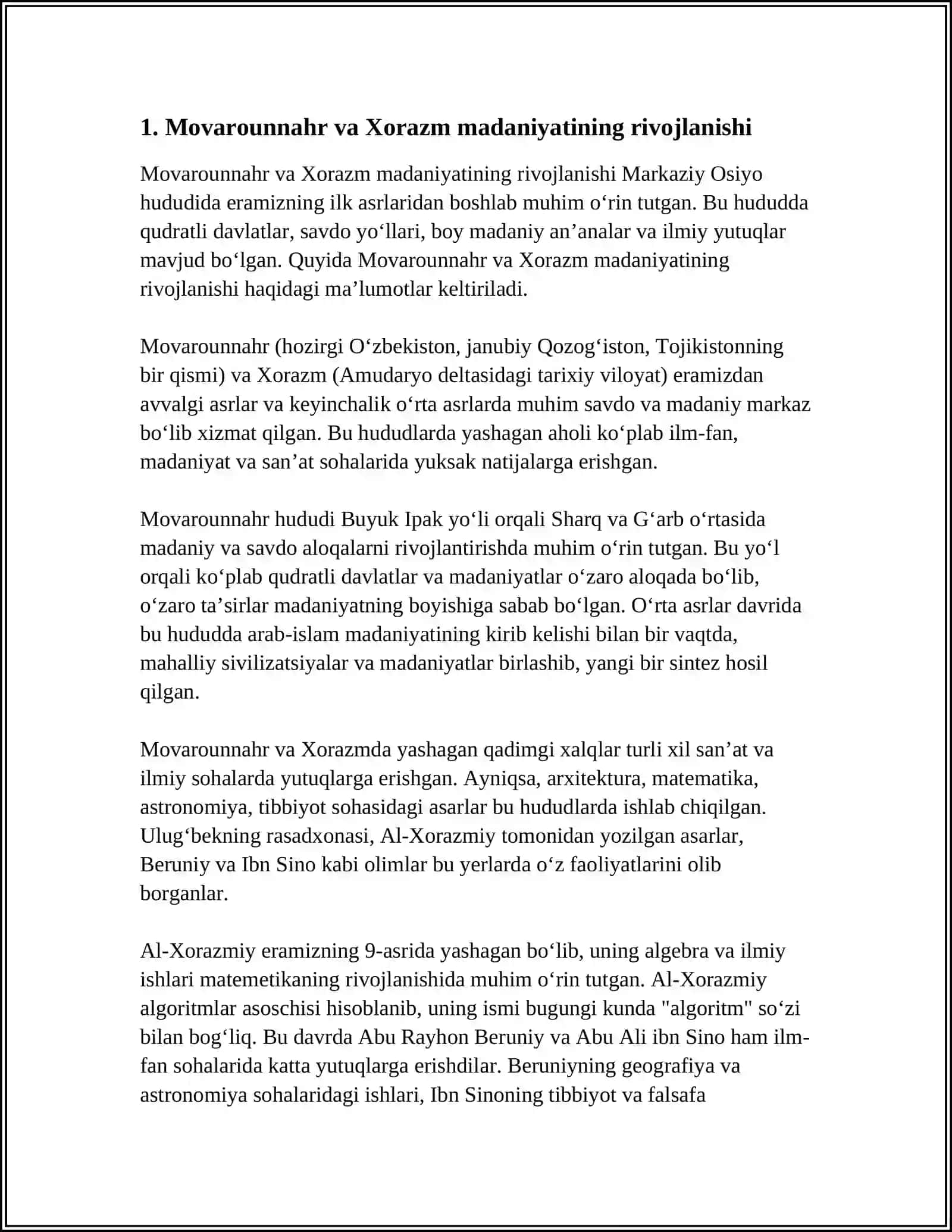 Movarounnahr va Xorazm madaniyatining rivojlanishi 4