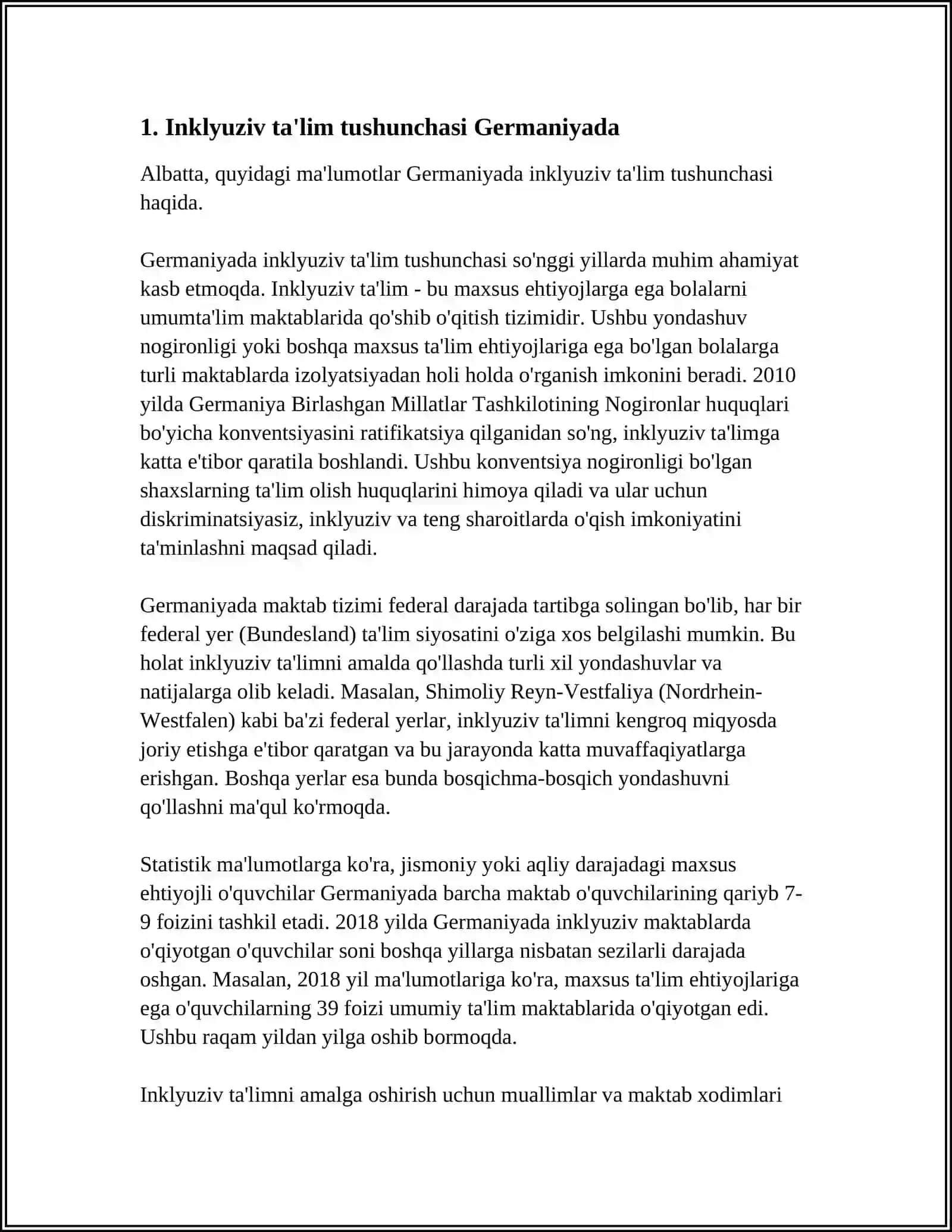 ХАРАКТЕРИСТИКА ОСОБЕННОСТЕЙ РЕАЛИЗАЦИИ ИНКЛЮЗИВНОГО ОБРАЗОВАНИЯ В ГЕРМАНИИ 4