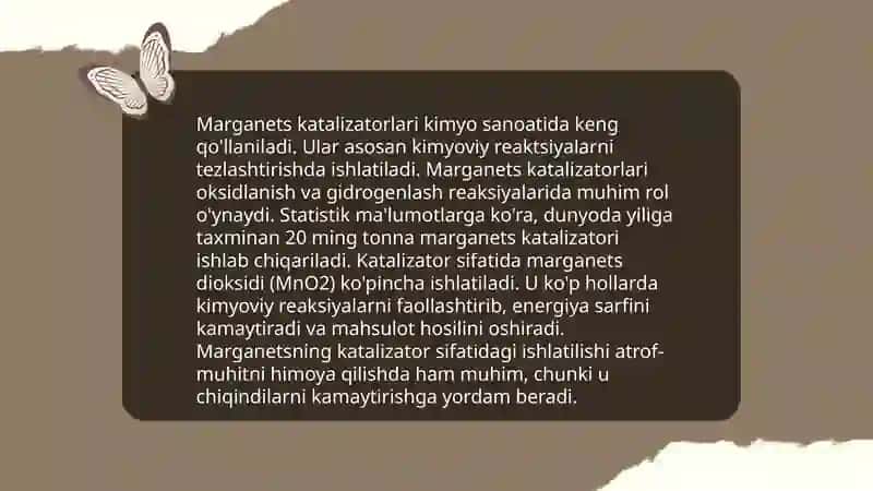 Marganes bilan katalizlanadigan suvning kislorodgacha oksidlanishi 4